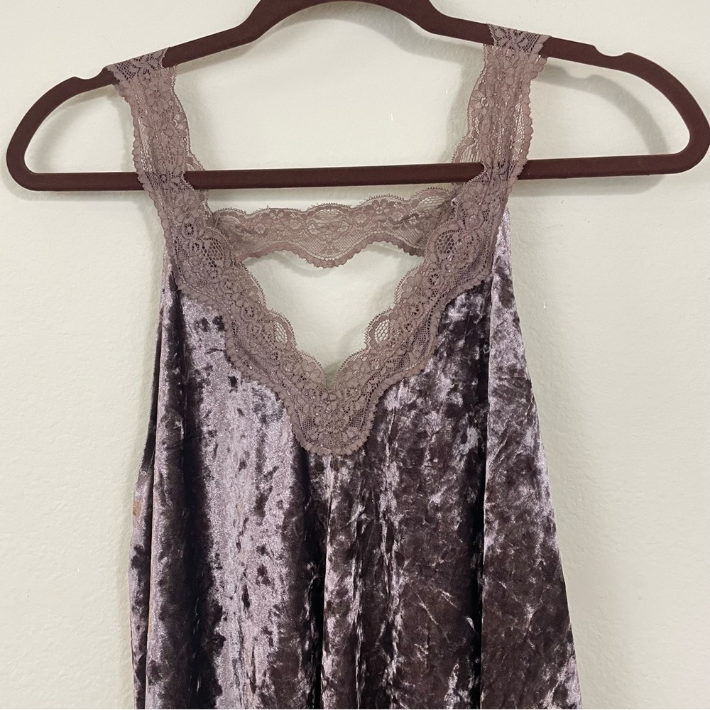 POL Brown Crushed Velvet V Neck Lace Trim Flowy‎ Tank Size Small Boho-Western - Picture 3 of 9